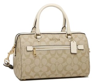 COACH (Authentic) Signature Canvas Rowan Satchel Handbag Purse Khaki Chalk F83607 - NEW