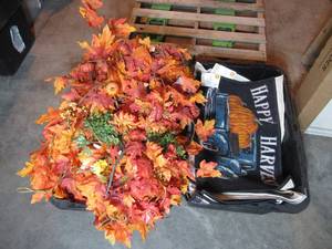 lot 130 image: Lot of Two Totes Full of Fall Decor Items