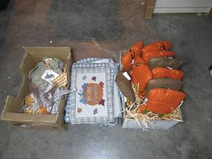 lot 133 image: Three Bins of Fall Decor