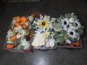 lot 136 image: Three Bins of Fall Decor Items