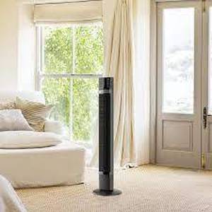 lot 40 image: Lasko 48 in. 4 Speeds Xtra Air Tower Fan in Black with Carry Handle, Oscillating, Remote Control, Nighttime Setting, Timer