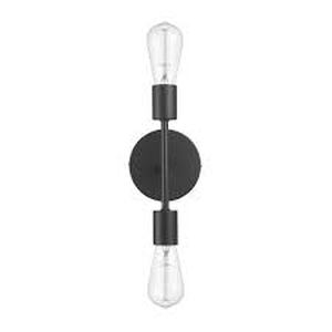 lot 47 image: Hampton Bay Stockport 2-Light Matte Black Wall Sconce