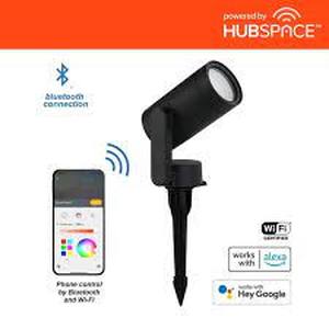 lot 48 image: Hampton Bay 10-Watt Equivalent Low Voltage Black LED Outdoor Spotlight with Smart App Control (1-Pack) Powered by Hubspace