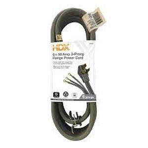lot 53 image: HDX 6 ft. 63 50 Amp 3-Prong Range Power Cord, Grey