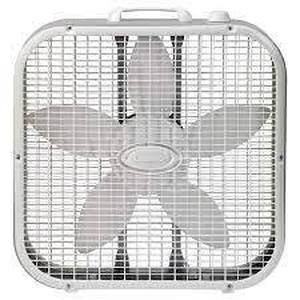 lot 99 image: Lasko 20 in. 3 Speeds Box Fan in White with Save-Smart Technology for Energy Efficiency, Carry Handle (Dark Gray Fan Blade)
