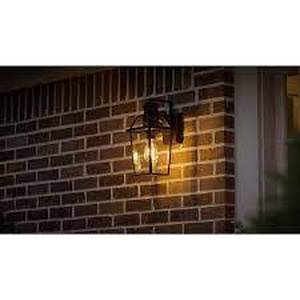 lot 48 image: Secure360 Wi-Fi Connected Black Wired Voice Activated Motion Sensing Outdoor Sconce