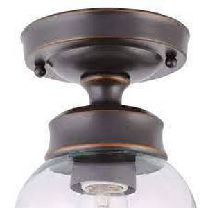 lot 52 image: Hampton Bay Matilda 7 in. 1-Light Oil Rubbed Bronze Semi-Flush Mount Ceiling Light Fixture with Bell Shaped Clear Glass Shade
