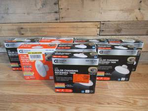 lot 69 image: Lot of EIGHT Commercial Electric 6 in. Adjustable CCT Integrated LED Recessed Light Trim w Night Light 670 Lumens Retrofit Kitchen Lighting Dimmable