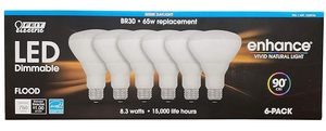 lot 77 image: Feit Electric Dimmable Led BR 30 Flood 65W 5000k Daylight (6 pack)