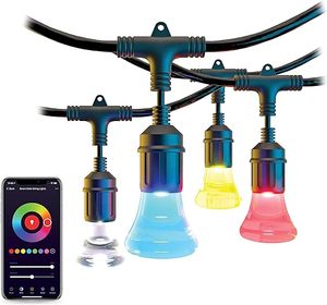 lot 79 image: Atomi 36 foot Smart LED Color String Lights (18 bulbs)