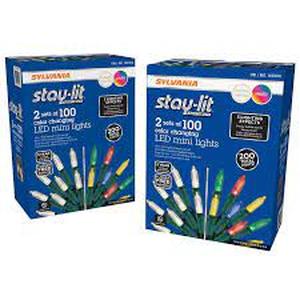 lot 85 image: Lot of TWO Sylvania Stay-lit 100-Ct Color Changing LED Mini Lights (Four Sets Total)