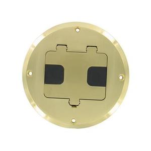 lot 96 image: HUBBELL-RACO Floor Box Assembly, Round Brass Plated, Aluminum Cover