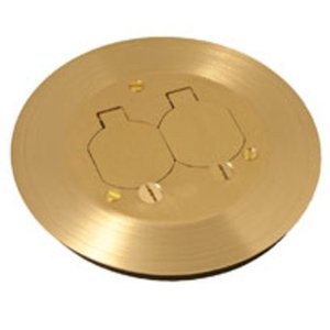 lot 97 image: HUBBELL-RACO Floor Box Cover Kit, Type Duplex, Diameter 6-14, Brass