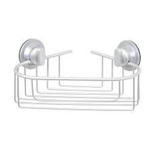 lot 156 image: Zenna Home NeverRust Power Grip Pro Dual Mount Aluminum Corner Basket in Satin Chrome