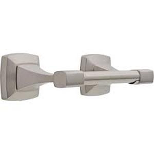 lot 168 image: Delta Portwood Wall Mount Pivot Arm Toilet Paper Holder Bath Hardware Accessory in Brushed Nickel