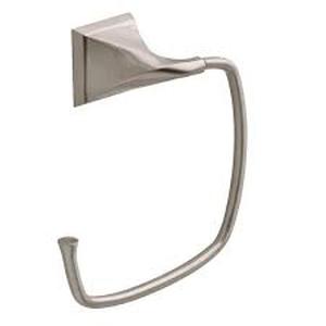 lot 178 image: Delta Everly Wall Mount Square Open Towel Ring Bath Hardware Accessory in Brushed Nickel