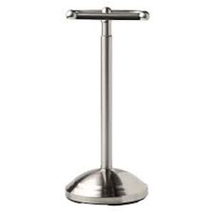 lot 197 image: Delta Greenwich Telescoping Free Standing Pivoting Toilet Paper Holder Bath Hardware Accessory in Brushed Nickel