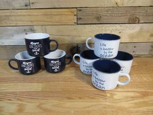 lot 114 image: Lot of SEVEN 20 oz Ceramic Mugs