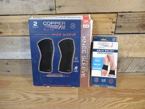 lot 131 image: Copper Fit Bundle - Compression Knee Sleeves & Arch Relief Bands