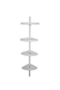 lot 143A image: Glacier Bay Tension Pole Shower Caddy in White with 4-Shelves