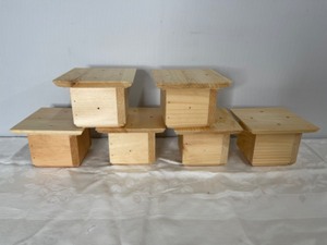 lot 5 image: Six Unused Unfinished Wood Post Covers with Hardware