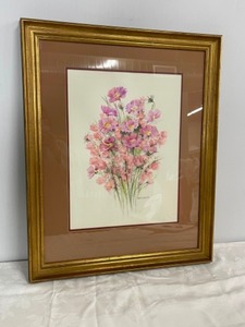 lot 3 image: Pink Floral Watercolor by Nancy Martin