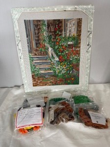 lot 11 image: Grandmas Garden Needlepoint Craft Project with Yarn