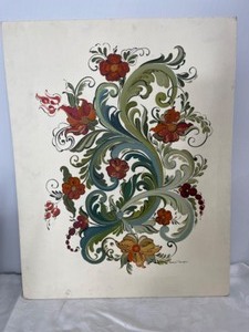 lot 14 image: Oil Canvas Rosemaling