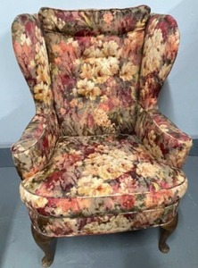 lot 25 image: Floral Wingback Chair