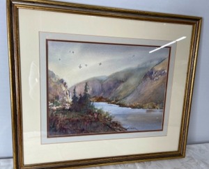 lot 40 image: Phil Kooser Watercolor Canyon Ducks - Signed