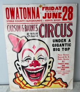 lot 63 image: Owatonna MN Circus Poster 1970s