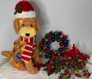 lot 74 image: Lighted Holiday Dog Christmas Holiday Lot