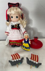 lot 84 image: Norwegian Precious Moments Doll and Misc Scandinavian trinkets