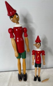 lot 97 image: Pinocchio Wooden Jointed Dolls from Italy