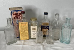 lot 105 image: Vintage Glass Bottles lot of 8