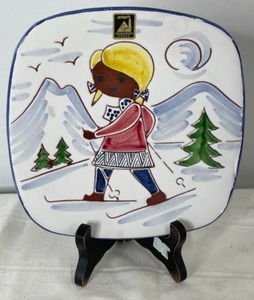 lot 100 image: Graveren Norsk Handmade in Norway Ceramic Plate Girl Skier