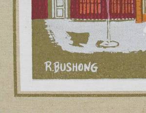 lot 8 image: MCM Robert Bushong  city scape screen print