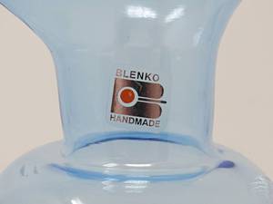 lot 13 image: A Splash of Azure Elegance Blenko Glass Blue Pitcher