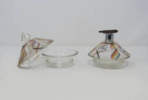 lot 38 image: Pair of art deco moser style atomizer and covered jar