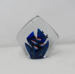 lot 40 image: Pair of Chinese Murano style art glass aquarium paperweights