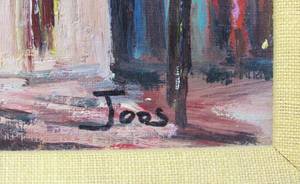 lot 53 image: MCM Acrylic on canvas framed Parisian cityscape signed by JOOS