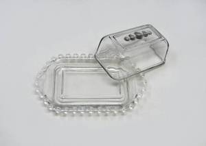 lot 81 image: Candlewick butter dishes and creamer sugar (duncan miller teardrop pattern)