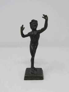 lot 108 image: Metal bronze dancing faun of Pompeii Statuette