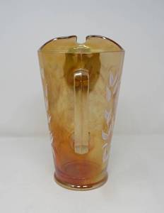 lot 116 image: Jeanette Marigold Carnival glass cosmos sunflower Pitcher