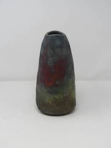 lot 121 image: Raku ceramic pottery vase marked