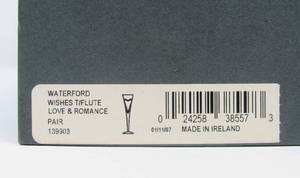 lot 128 image: Pair of waterford crystal champagne flutes   love and romance