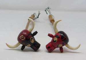 lot 137 image: MCM salt and pepper shakers wooden bull made in Japan