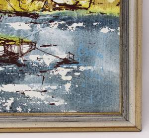 lot 157 image: MCM Marina Dufour city scape framed art acrylic on canvas by Bernard