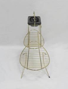 lot 162 image: Two-Tier Mid-Century Modern Magazine Rack with Glass Ashtray (Atomic MCM)