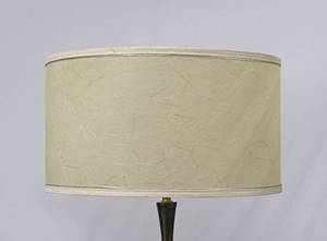 lot 167 image: Pair of mcm brass and ceramic lamps (end table or night stand) with original shades